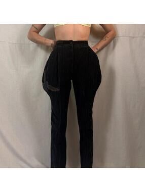 Rare vintage Gianni Versace  Italy black corduroy cropped pants 80s avant garde